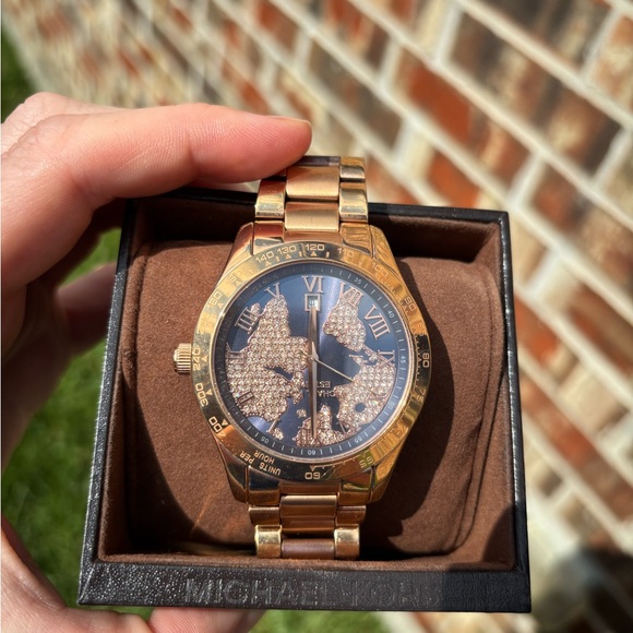 Michael Kors Gold Watch with Navy Dial - Picture 1 of 8